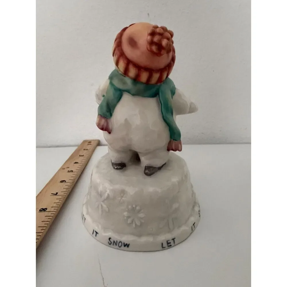 vtg snowman and cardinal music box with 